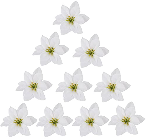 LEMCC 30 Stück weiße Weihnachtssterne 12 cm künstliche Weihnachtssterne Blumen Weihnachtsbaum Ornamente für Gold Weihnachtsbaum Kränze Girlande Urlaub Dekoration