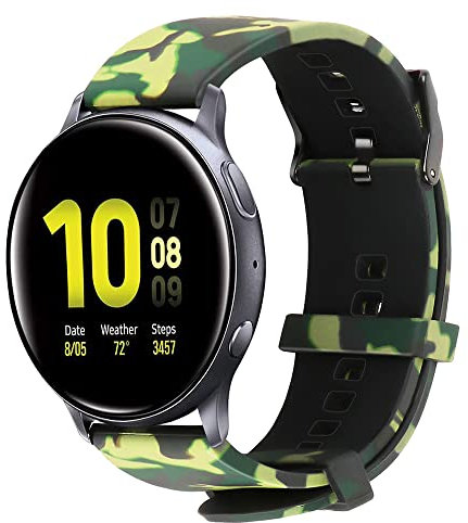 ACTECH Cinturino Compatibile per Samsung Galaxy Watch Active/Active 2/Galaxy Watch 42mm/Gear S2/Huawei Watch 2/GT 2 42mm, 20mm Silicone Cinturino di Ricambio Bracciale (Verde Camuffare)