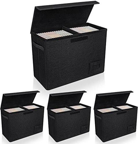 4 Pack Comic Book Storage,Collapsible Comic Book Case with Handles,Holds 150 Comics Heavy Duty Comic Book Box (2022 Black)