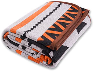 PuTian Decke aus Merinowolle, 160 x 130 cm, warm, dick, waschbar, Doppel-Überwurf für Couch, Bett, Reisen, Outdoor, Camping, Haustiere, alle Jahreszeiten, graue Flamme