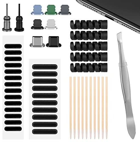 tao pipe 139 Stück Handy Reinigungsset, Universal Handy Staubschutz Net Stickers,Schutz 3.5mm Headset Kabel,Staubstöpsel für Type-c und iPhone, Telefon-Lautsprecher-Reinigungswerkzeug