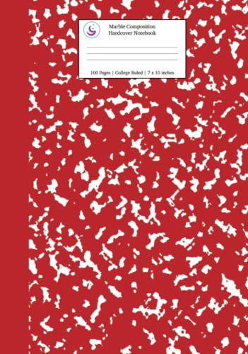 Marble Composition Hardcover Notebook College Ruled: Red Marble Notebooks, School Supplies, Notebooks for School