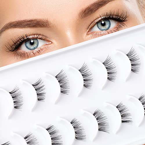 EMEDA 10 Paires Demi Faux Cils Naturel Half Lashes Clear Band Court et Doux Cils de Coin 3D faux cils moitié 100% Fait À La Main Half Corner Eyelashes (Half Lashes)