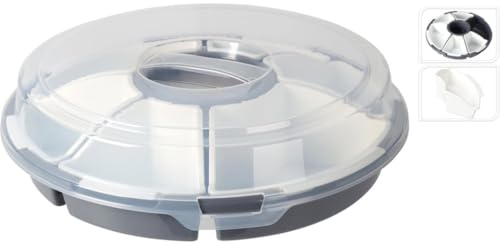 Compartment Snack Tray Plastic Serving Platter with 7 Sections Round Food Storage Tray with Clear Lid Reusable for Appetizers Snacks Party Food Fruit Dips Parties Buffet
