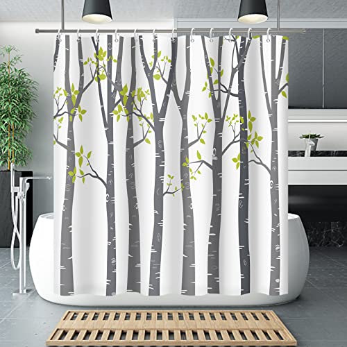 MIRRORANG Rideau de douche nature, forêt grove printemps et été ensembles de rideaux de douche avec crochets pour salle de bain, décoration d'intérieur, polyester imperméable, 180 x 180 cm