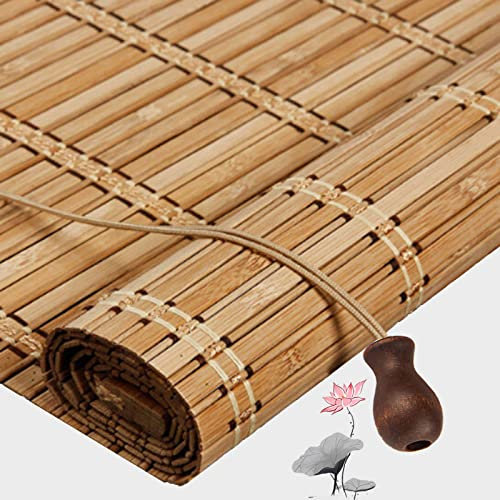 Pxzybd Store Enrouleur Bambou Exterieur 50cm 60cm 70cm 80cm 90cm 100cm 120cm,Rideaux en Bambou pour Fenêtres,Store À Rouleau Pare-Soleil,Stores Romains Rétro Décoratifs en Bambou,W×H-50x80cm/20x31in