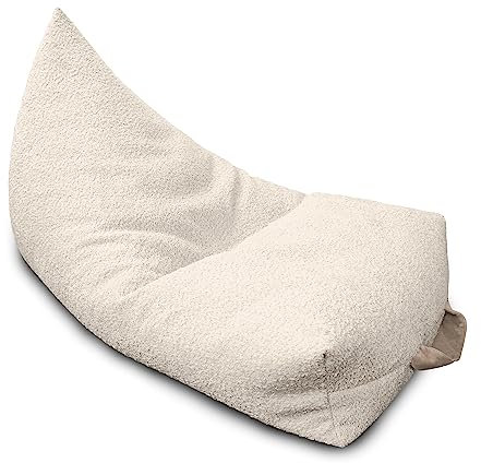 rucomfy Beanbags Snug Humbug Bean Bag Chair with Filling - Home Furniture Recliner Chair or Lounger - Soft Durable Fabric - Machine Washable - 120 x 80 x 70cm (Oat, Beanbag Only)