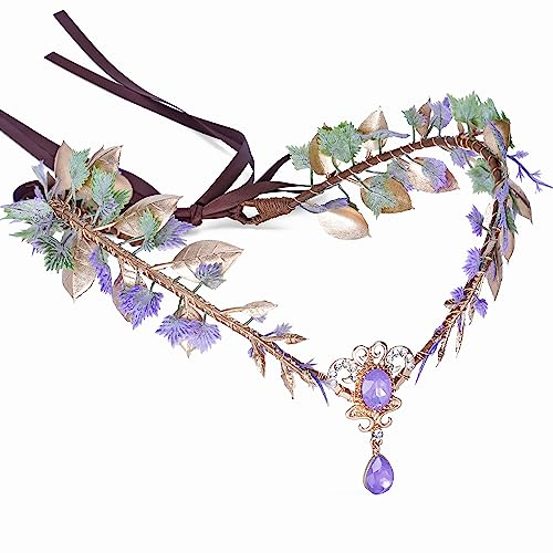 MOSTORY Lila Woodland Fairy Crown Kopfschmuck für Frauen Cosplay Renaissance