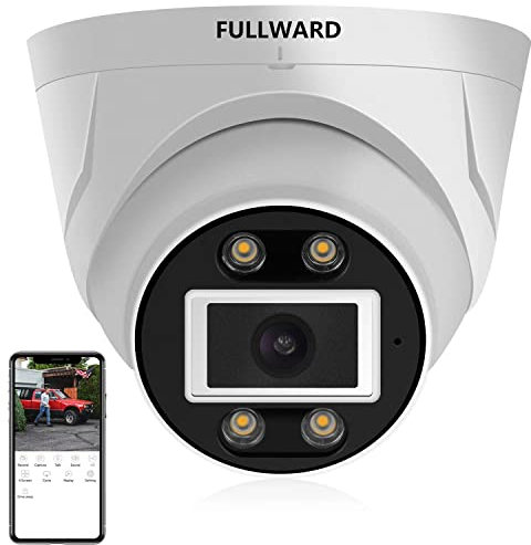 FULLWARD 5MP PoE Wired Security Camera Outdoor with Humanoid/Vehicle Motion Detection, Home/Office Ultra HD IP Camera, 2-Way Audio IP66 Dome Camera, Support 512GB with PoE Adapter, DC-003