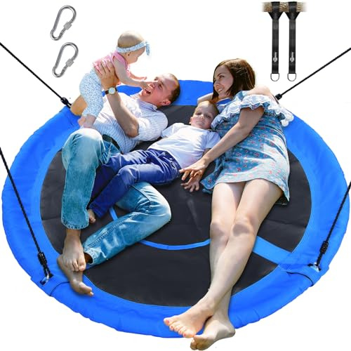 Trekassy 60 Large Saucer Tree Swing for Kids Adults 900D Oxford Waterproof with 2pcs Hanging Straps