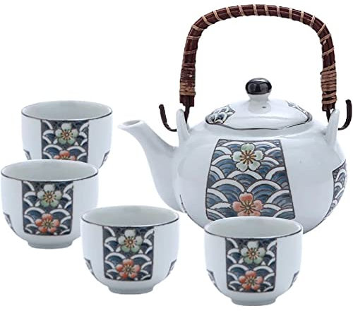 ZUMAHA Nuevo Juego de té de cerámica Pintado a Mano, Juego de Tetera de Cinco Piezas, Juego de té, Porcelana, fácil de Lavar, Agua Suave Taza de Té