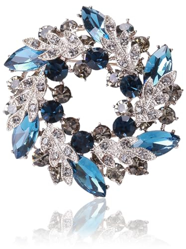 EODKSE Kristall Blumen Brosche für Damen, Vintage Kilt Pin mit blauem Kristall - Elegante Dekoration für Kleidung und perfektes für Hochzeit, Geburtstag und jeden Anlass, für Freundin, 1 pcs