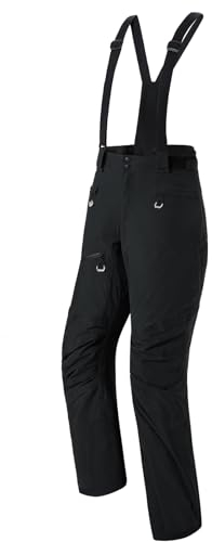fit space Damen-Skihose, wasserdicht, 15.006 mm, abnehmbar, Stretch, Hosenträger, Winter, Alpine, Snowboardhose (Schwarz, Größe XX-Large)