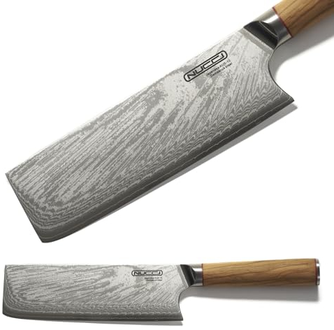 CLASSE ITALY Küchenmesser aus japanischem Damaststahl aus 10 bis 67 Schichten, Nakiri Messer Klinge 18 cm, handgeschärft, Griff aus Olive, Reinigungstuch im Lieferumfang enthalten