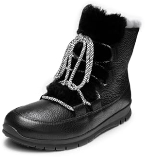 VITAFORM Winterstiefel Damen Gefüttert - Wasserabweisende Winterschuhe Damen - Warme Damen Stiefel Lammfell-Gefüttert für den Winter schwarz 38