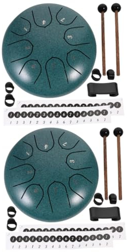 Toyvian 2 Sätze 6 Ätherische Trommel Lotus-trommel Handpan-instrument Meditationsinstrument Tanktrommel Zungentrommel Rav-trommel Tambourin Stahl Musik Kind