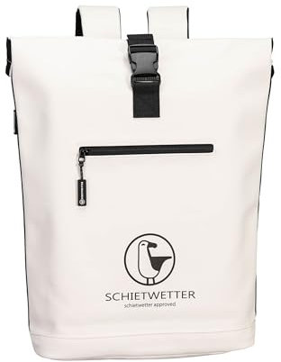 SCHIETWETTER Unisex Rucksack, groß, Daypack, Backpack, Freizeit, viel Stauraum, mit Regenschutz, PU-Material, wasserabweisend, modern, chic & funktional white OS