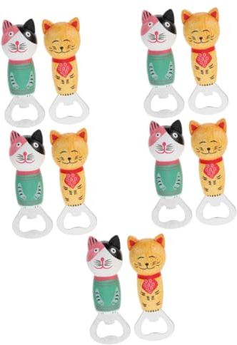MAGICLULU 10 Pezzi apribottiglie gatto in legno apribottiglie magnetici adesivo magnetico per apribottiglie elettrico adesivi apribottiglie da parete in legno