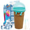 Slushy Maker Becher, Slushie Cup, 500ml Silikon Squeeze Cup mit 2 in 1 Strohhalm und Löffel, Smoothies Cup Double Layer Slush Maker Cup Smoothie Cup Schnellgefrorener Zauberbecher Geschenke (Kaffee)
