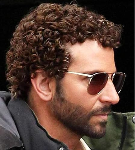 Salaibs Herren Braun Afro Perücke Lockige Kurze Perücke 70er 80er Natürliche Realistische Synthetische Elfen Perücken für Disco Täglichen Gebrauch