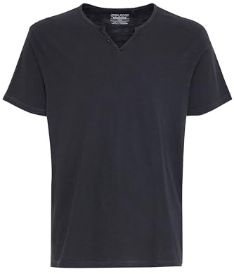 Blend BHAshton Herren T-Shirt Shirt mit V-Ausschnitt Knöpfen 100% Baumwolle Regular fit, Größe:3XL, Farbe:Black (194007)