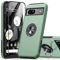 KOVASIA for Google Pixel 8A Case with 2-Pack Screen Protector, 360° Rotating Metal Ring Stand Anti-Scratch Shockproof Phone Cover 3-in-1 Set Phone Case for Google Pixel 8A 6.1, Green