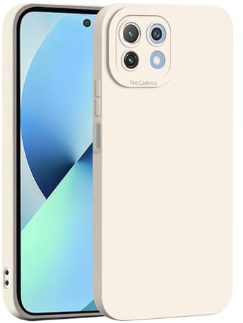 ILING Liquido Silicone Cover per Xiaomi 11 Lite 5G NE/Xiaomi Mi 11 Lite 4G/5G, Semplice Tinta Unita Morbido TPU Bumper Antiurto Antigraffio Custodia Ultrasottile Matte Elegante Case Cover (Bianco)