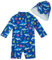 upandfast Costume da Bagno Intero per Bambini con Cappello da Sole(Squalo,12-18 Mesi)