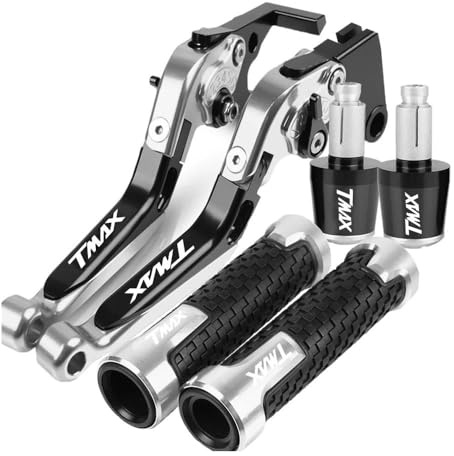 per Yama&ha TMAX 500 TMAX500 2008 2009 2010 2011 2012 2013 2014-2022 2023 2021 Accessori Moto Pieghevole Regolabile Leve Freno Frizione Manopole estremità(Argento)