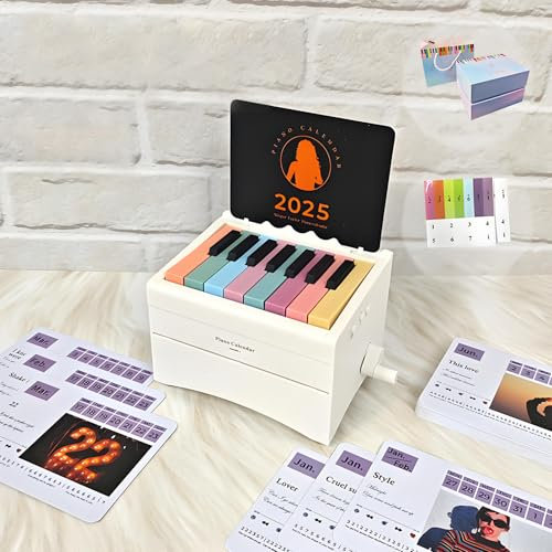 Swift Klavierkalender 2025, USB Wiederaufladbarer Spielbarer Swift Calendar mit 52 wöchentlichen Musikkarten,Mini-Klavierkalender mit 27 Karten, Geschenke für Swift-Fans, Heimdekoration