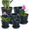 IWTTWY 6 Pcs Plastic Plant Pots, 12/15/18cm Thicken Flower Pot with Drainage Holes and Saucers, Seed Seedling Pots for Indoor Outdoor, Root-Control Nursery Pots for Orchid, Penoy, Rose (Black)