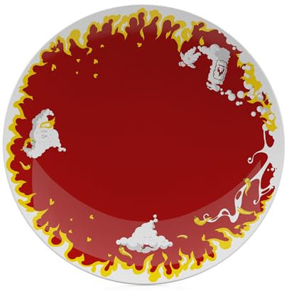 FIFTYEIGHT PRODUCTS / Kuchenteller „Feurig“ - Special Edition (Porzellan, Ø 20 cm, weiß/rot-orange, Made in Germany)