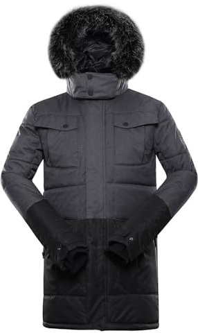 ALPINE PRO EGYP Herren Winterjacke, Outdoor Jacke, Leicht Wanderjacke, Sportjacke, Funktionsjacke,Bergjacke, Winddichte, Wasserdichte und Atmungsaktive Jacke mit Warmfutter, Grau Schwarz, XXXL