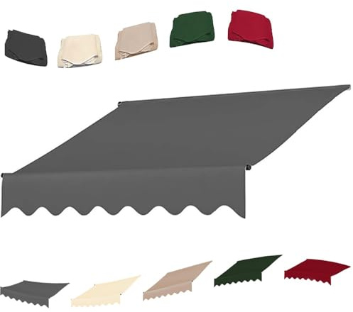 QTWLG Klemmmarkise 300cm 400cm Ersatzstoffe Einziehbare Markise Ersatz Markisenstoff Ersatzoberseite (nur Stoff), Ersatzabdeckung Für Garten Draussen Markise(Anthracite,6.5x5ft/200x150cm)