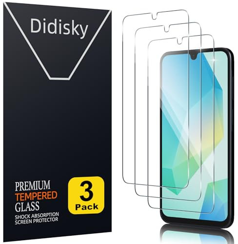 Didisky Lot de 3 Protecteur Verre Trempé pour Samsung Galaxy A16 5G/4G, Film Protection écran, dureté 9H, Pas de Bulles, Haute définition