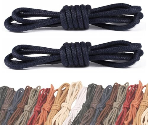 GOODSALEOK 2 Pares Cordones De Cera De AlgodóN Para Zapatos De Cuero 2.5 Mm Cordones Finos Oxford De Negocios Ropa Formal Para Hombres Y Mujeres Azul Marino-60CM