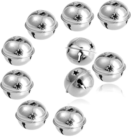 TOAOB 10 Stück Weihnachtsglocken 4 cm Silber Große Glocken Metallglocken | für Weihnachtsdekoration, Hochzeit Geburtstag Party Dekoration