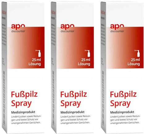 apodiscounter Fußpilz Spray - zur Behandlung von Fußpilz (Tinea pedis) - lindert Juckreiz & Schutz vor unangenehmen Gerüchen (3x 25 ml)