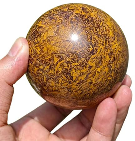 NHDVDVAV Bola Decorativa, Bola de Cristal de Jade Dorado Natural, Figura escultórica de Esfera de Cristales curativos, Esfera de adivinación para Adornos Feng Shui
