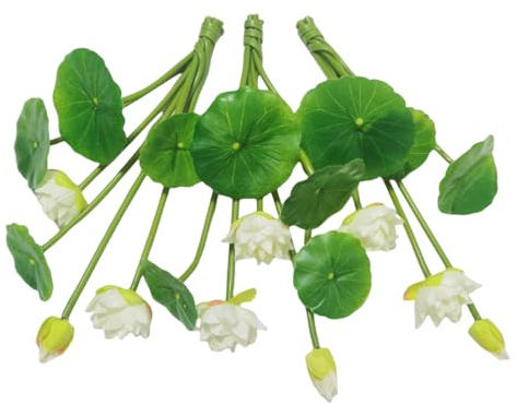 Water Lily Artificial Flower Silk Plants Floating Flowers,Plastic Flowers Lotus Flowers,Realistic Fake Flowers Lotus Decor Used for Fish Tank Decoration Home Decor (3, White)
