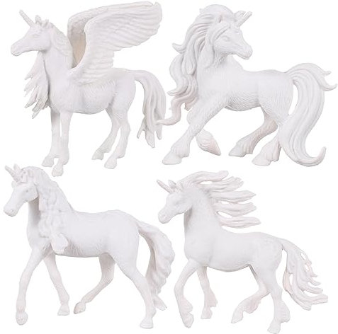 BESPORTBLE 4Pcs Paint Your Own Unicorn Figurines DIY for Birthday Party Supplies Creative Painting for Unique Present for Imaginative Play