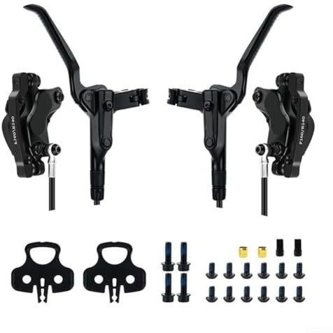 Set di freni per mountain bike, pinze idrauliche a 4 pistoni, leggere, con eccellenti caratteristiche di resistenza al calore e al freddo (senza disco)