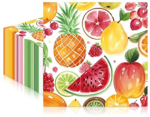 20 Stück Papierservietten mit Früchten, 2-lagig, 33 x 33 cm, recycelbar, weiche Papierhandtücher für Geburtstagsparty, Hochzeit, Hawaii, Kindertag