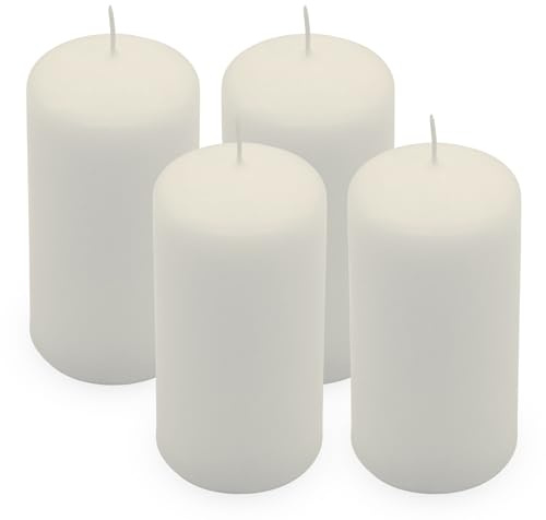 Echtwachs Stumpenkerze 4er Set 10 x 5 cm - Creme Weiß | Blockkerze für Adventskranz, 25 Stunden Brenndauer, Zylinderkerze Säulenkerze, Unparfümiert