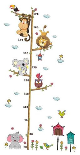 GALPADA Abnehmbare Pvc Wandtattoo Wachstumstabelle mit Tiermotiven für Kinderzimmer und Spielzimmer Haftende Aufkleber zur Genauen Höhenmessung und Kindgerechten Dekoration
