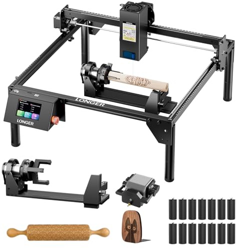 LONGER Ray5 Lasergravurmaschine Set, mit Air Assist Stützfüßen & Klemme, für Holz, Metall & Glas DIY CNC Gravur, 20W, 400 × 365 mm Arbeitsbereich