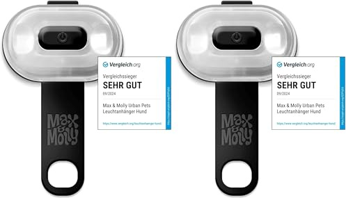 Max & Molly Matrix Ultra LED, Hundelicht für Geschirr, Leine & Halsband, Schwarz, Wasserfest, USB Wiederaufladbar, Hundelampe LED, Hunde Leuchtanhänger für mehr Sicherheit bei Nacht (Packung mit 2)
