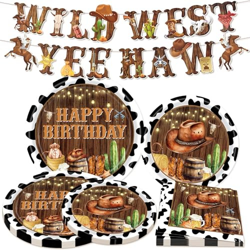 Cowboy Teller Servietten Western Cowboy Geburtstagsparty Zubehör für Rodeo | Cowboy Teller Servietten Western Cowboy Geburtstagsparty Zubehör für Rodeo Geburtstagsparty Dekorationen