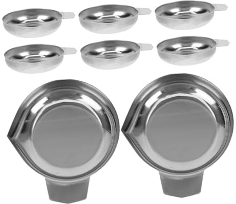 GARVALON Plateaux de Pesée Électroniques Inox 8 Pièces Bec Verseur Incurvé, Coupelles Compactes pour Balance Alimentaire et Mesures Précises en Laboratoire