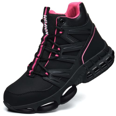 PAQOZKC Scarponi Antinfortunistiche Impermeabile Leggere Uomo Donna | Pelle sintetica+linguetta chiusa, Scarpe da Lavoro punta in acciaio+Kevlar, EN ISO 20345, Scarpe Antinfortunistiche